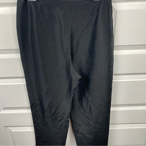 Lauren Ralph Lauren 100% Silk Pants sz 14 Green Label Luxury Preppy Black Wide - Picture 5 of 8